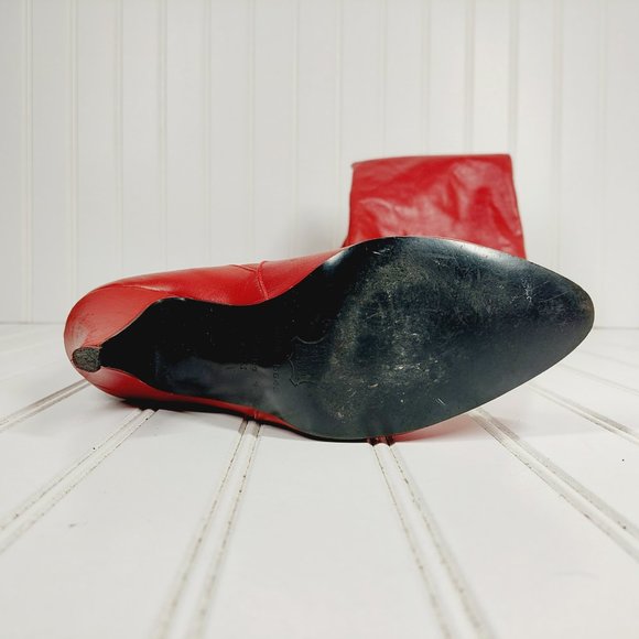 Bandits Soft Red Leather Knee High Slip On Heeled Tall Boots A901 - Picture 12 of 16